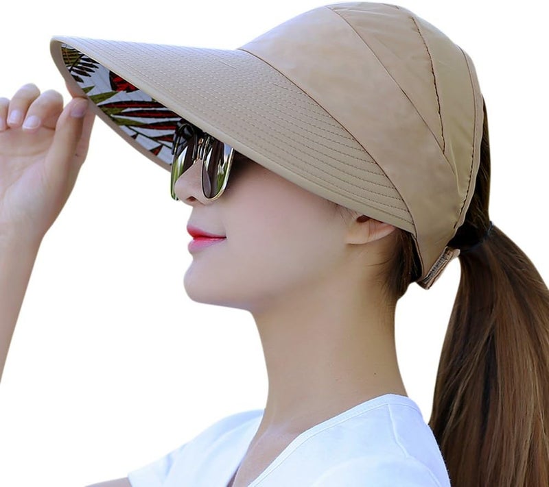 HINDAWI Sun Hats for Women Wide Brim UV Protection Sun Hat Summer Beach Packable Visor - Image 1
